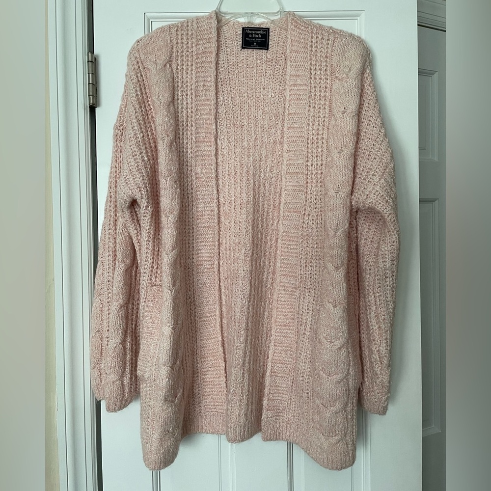 Abercrombie & Fitch Women’s Medium Light Pink Open-Front Cardigan